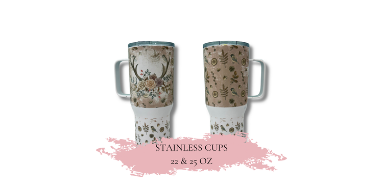 Stainless steel travel mugs 22 & 25 oz