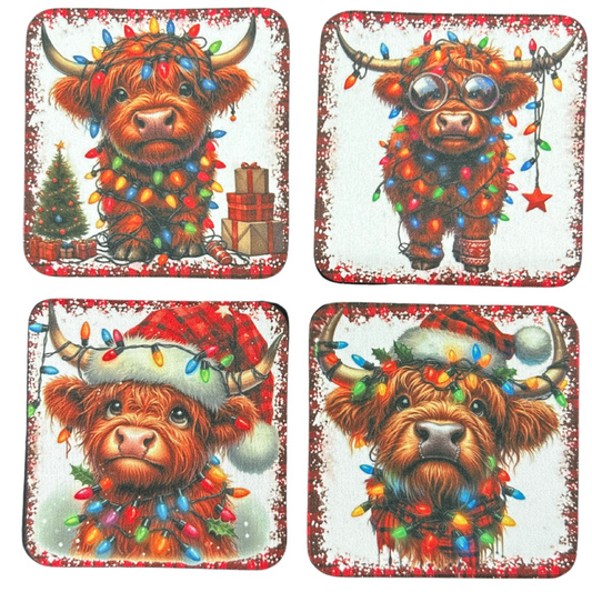 Christmas highland cows